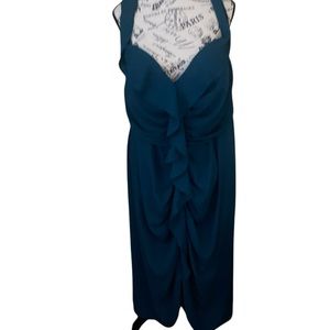 City Chic Green/teal Ruched Tiered Halter Sundress